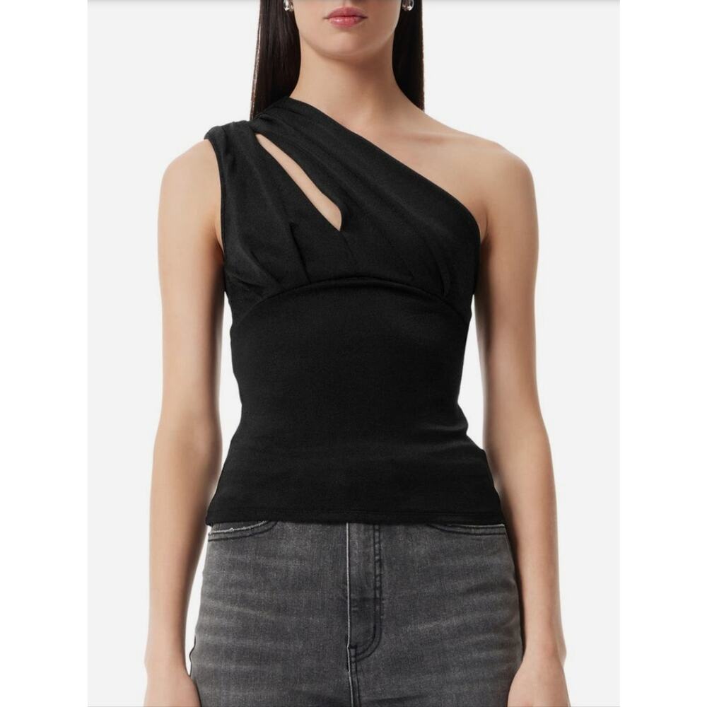 Robert Rodriguez One-Shoulder Black Cutout Top